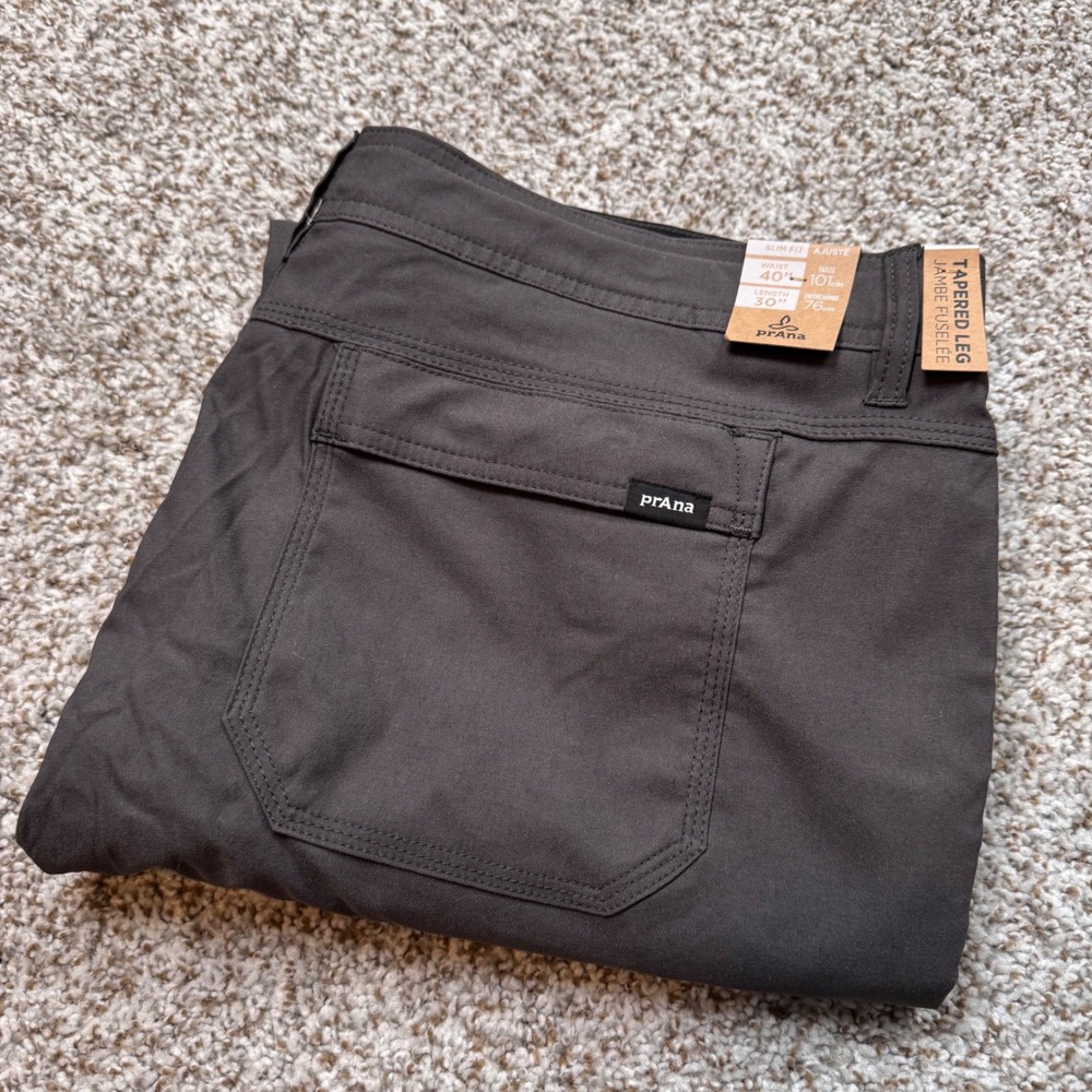 PrAna Zion II Stretch Men's 40x30 Tapered Leg Slim Fit Cargo Pants Dark Iron New